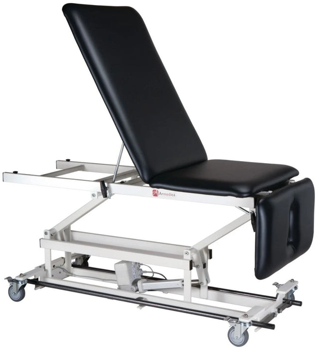 Power Hi-Lo Treatment Table w/ Adjustable Back, Drop Section & Casters, Manual Back, 34"W x 18"-37"H w/ Bar-Activated Control [Bariatric Option]