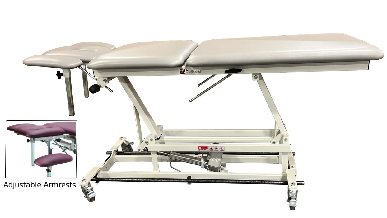 Power Hi-Lo Treatment Table w/ 5-Section Top & Tilt (Adjustable Back / Headrest / Armrests & Casters)