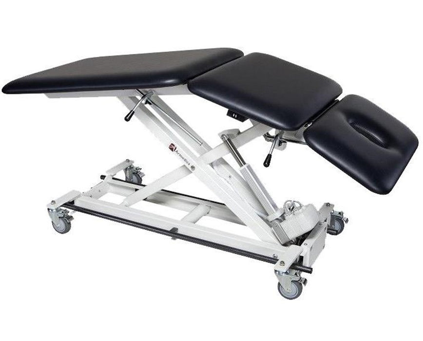 Power Hi-Lo Treatment Table w/ Adjustable Back, 3 Section Top & Bar Activated Control. Motorized Center