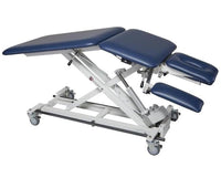 Treatment Table w/ 5-Section Top. Adjustable Back / Headrest / Armrests, Bar Activated Control, Elevating Midsection & Casters