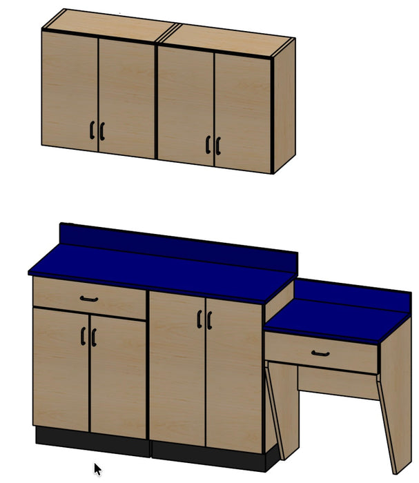 48"W Base & Wall Cabinet Package w/ 24"W Side Desk [Stor-Edge]
