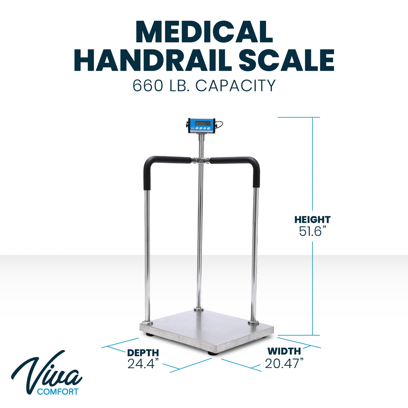 Weight Scale With Rails Viva Comfort Digital Handrail Scale. Save at Tigermedical — Tiger Medical