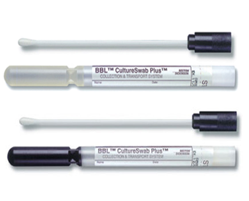 BBL CultureSwab Plus Collection and Transport System, 50/Pack: Amies Gel, Single Swab w/o Charcoal