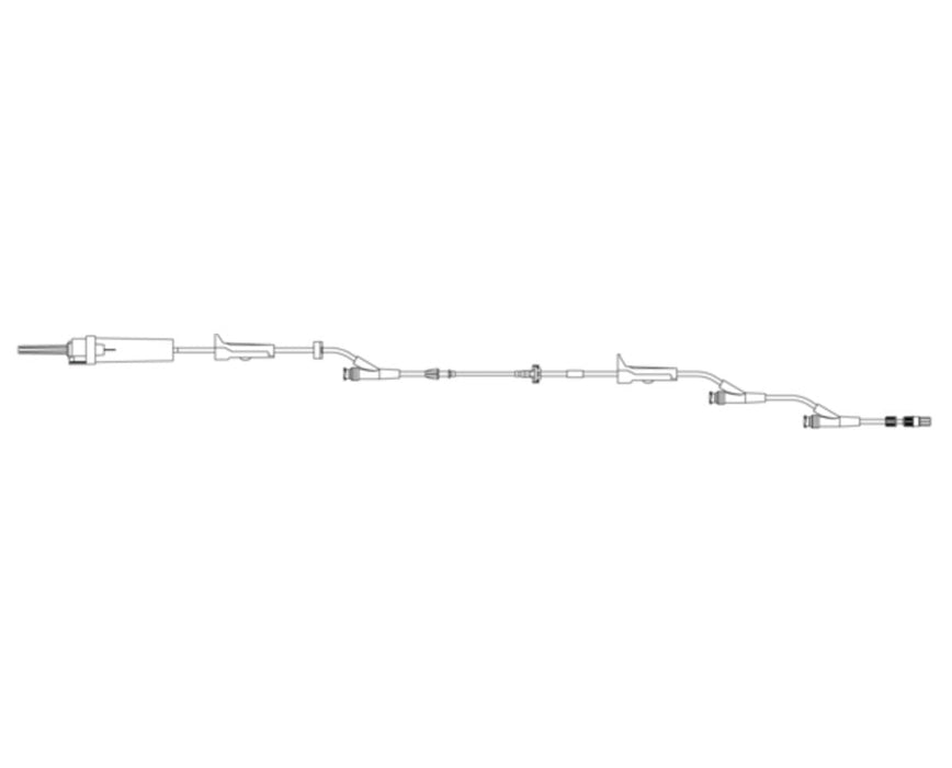 Alaris Pump Infusion Set w/ 3 SmartSite Y-Sites, 2 Luer Locks, Check Valve, 3 Clamps, 2 4-Way Stopcock, 6” L, 22 mL PV - 10/Cs