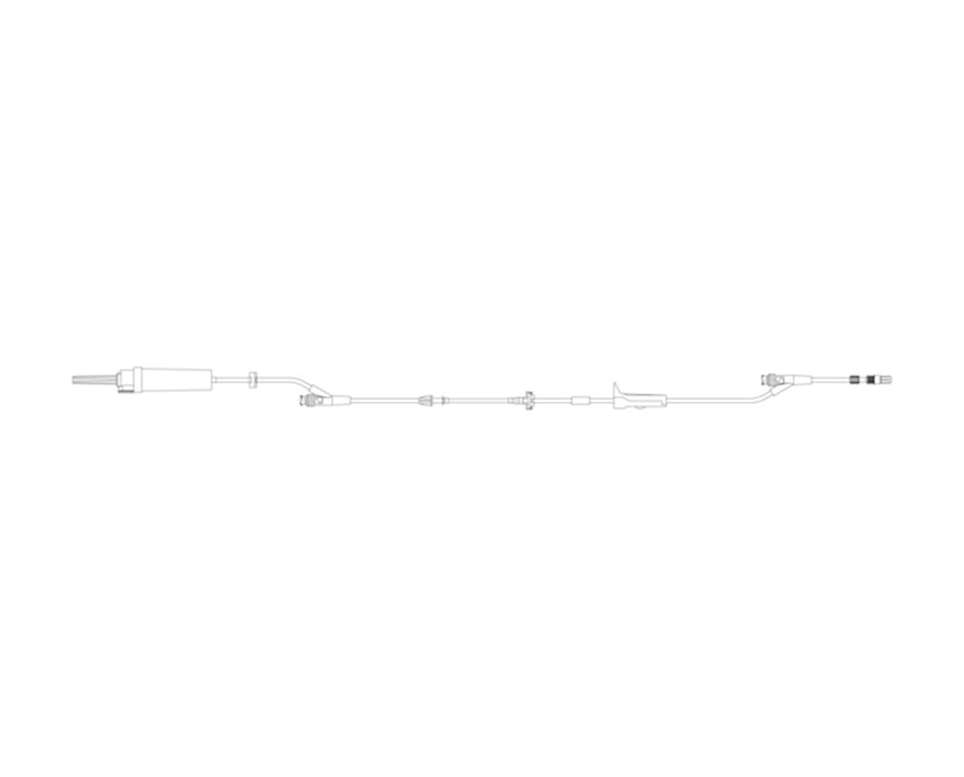 Alaris Gemini Primary Infusion Set w/ 200 Micron Filter, Male Luer Lock, Smallbore Tubing Segment, 33 mL PV, 121” L, Non-Vented - 20/Cs