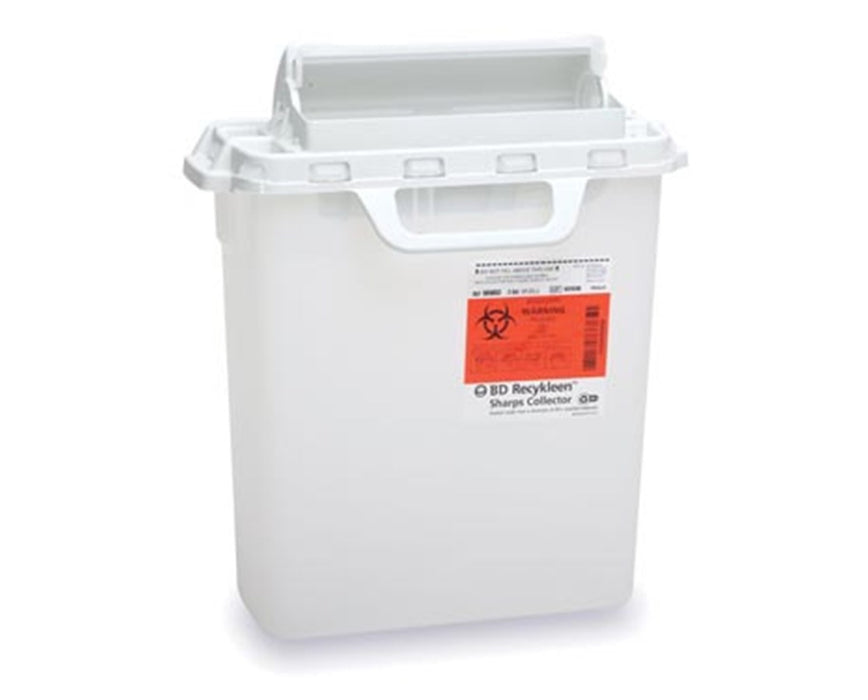 Recycleen 3 Gal Biohazard Sharps Disposal Container w/ Counterbalanced Door, Pearl - 10/cs