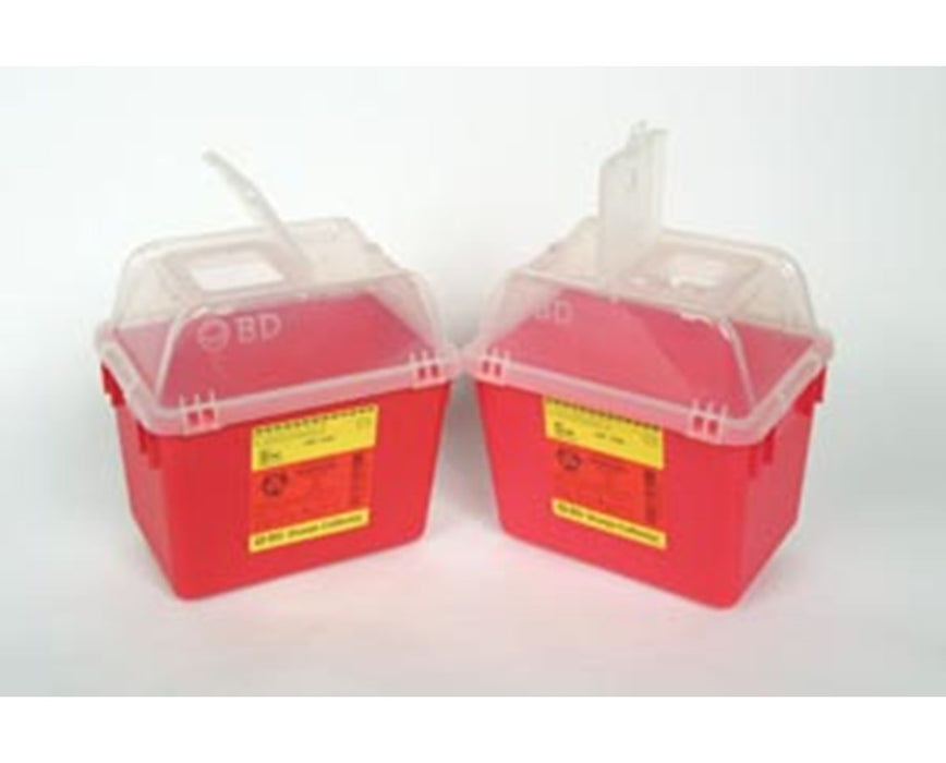 Multi-Use Nestable Biohazard Sharps Disposal Container w/ Open Clear Top, 8 Qt - 1 Piece