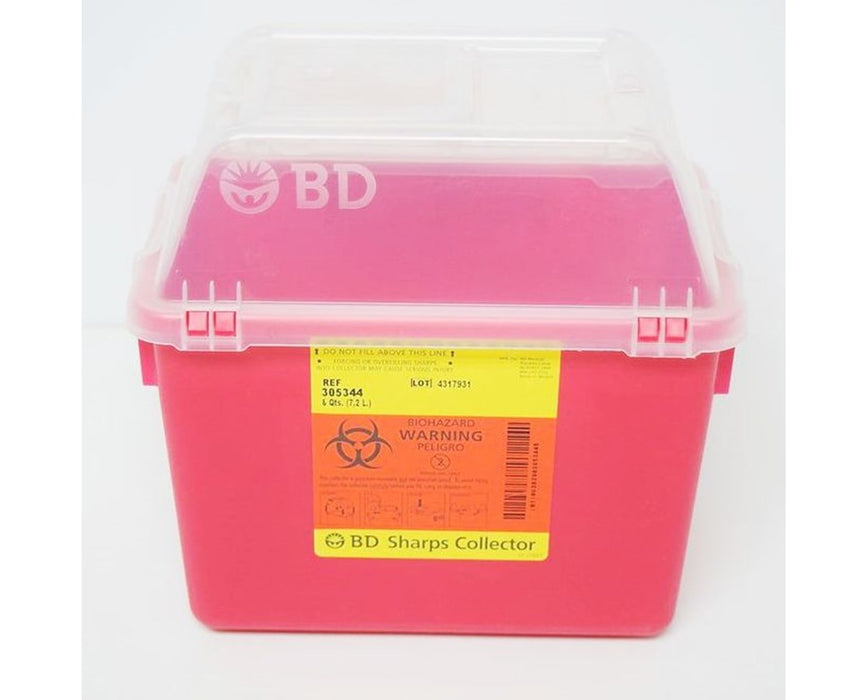 Multi-Use Nestable Biohazard Sharps Disposal Container w/ Funnel Clear Top