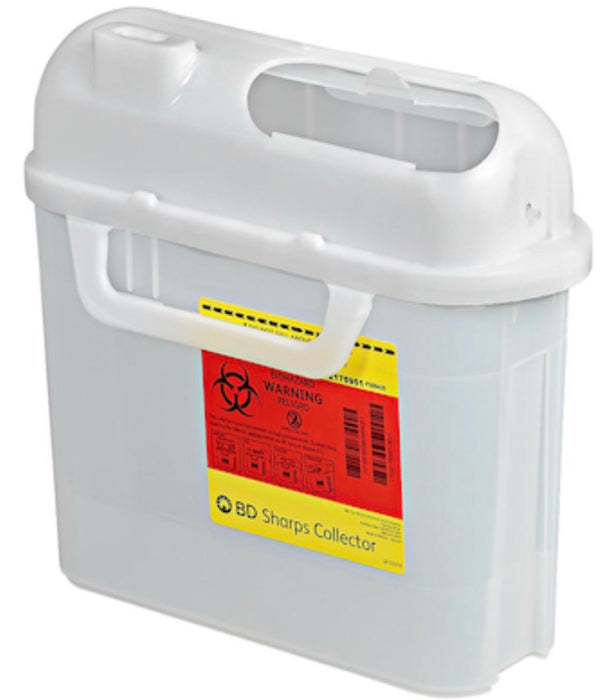 Patient Room Biohazard Sharps Disposal Container w/ Counterbalanced Door & Side Entry Pearl (12/cs)