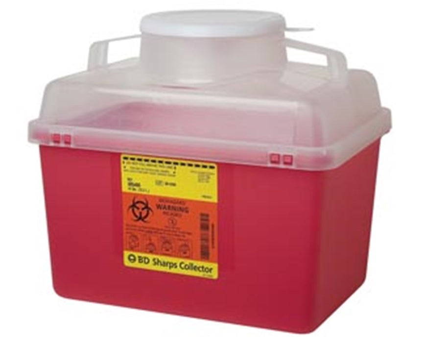 Multi-Use Nestable Biohazard Sharps Disposal Container w/ Open Clear Top, 6 Gal - 1 Piece