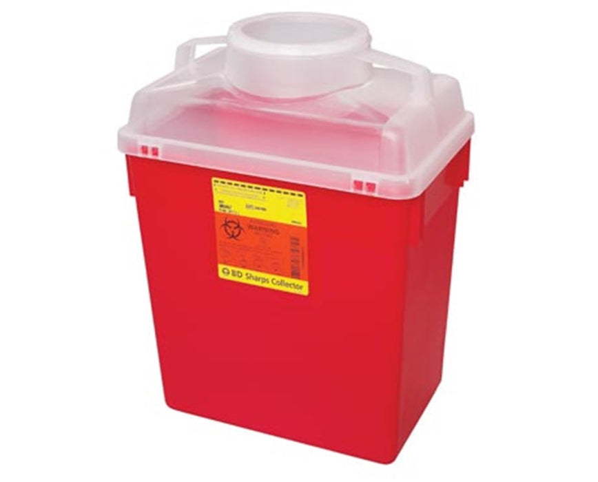 Multi-Use Nestable Biohazard Sharps Disposal Container w/ Funnel Clear Top 6 Gal, Large (12/Case)