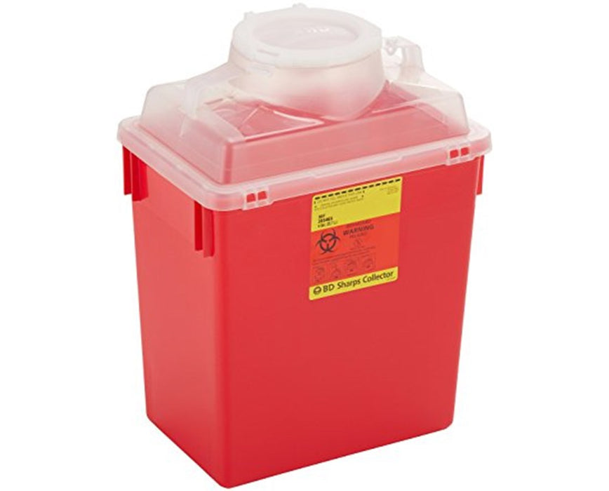 Multi-Use Nestable Biohazard Sharps Disposal Container w/ Funnel Clear Top 14 Qt, Large (20/Case)