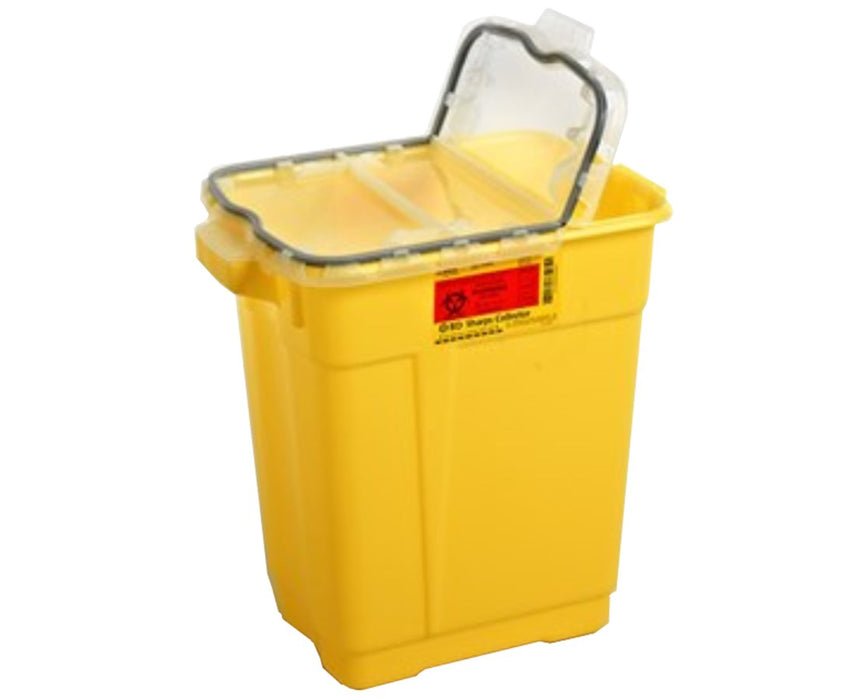 Chemotherapy Sharps Disposal Container - Hinge Top w/ Gasket 9 Gallon - 8/cs