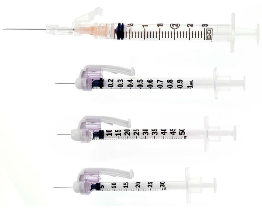 Syringes with Safetyglide Needles - 3 mL, 25G x 1" Needle, 50 / Box