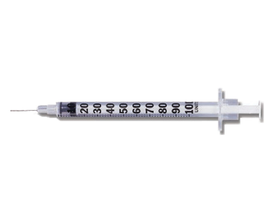 Lo-Dose Insulin Syringe with Permanently Attached Needle 100/Bx Self-Contained