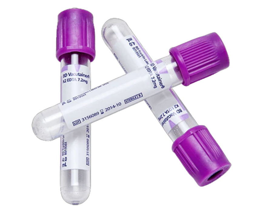 Vacutainer Plastic Blood Collection Tube with K2EDTA Hemogard (1000/Cs), 2 mL, 13 x 75mm, Lavender