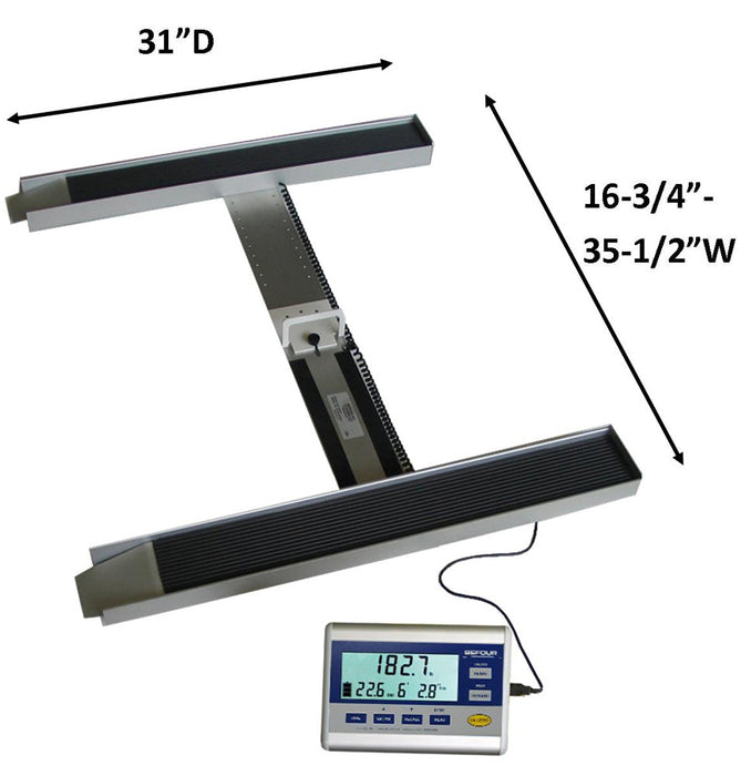 Adjustable Width Portable Digital Wheelchair Scale. 750 lbs Capacity