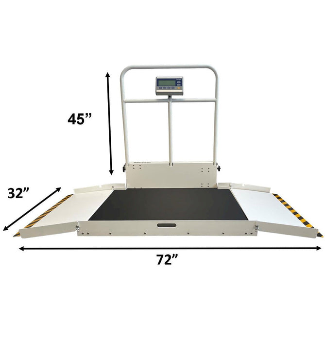 ADA Bariatric Dual Ramp Folding Wheelchair Scale w/ Handrail. 1000 lbs Capacity