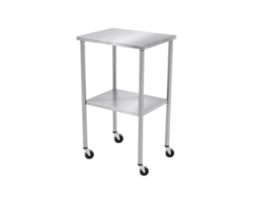 Stainless Steel Instrument Table w/ Double Shelves