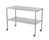 Stainless Steel Instrument Table w/ Double Shelves - 48