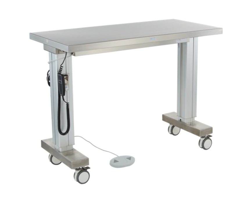 Stainless Steel Motorized Adjustable Height Instrument Table w/ Single Shelf - 41" W x 46" D