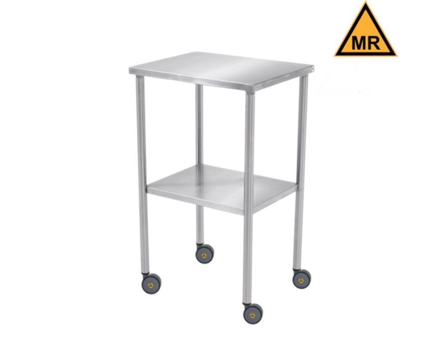 Stainless Steel MR Conditional Instrument Table w/ Double Shelves - 20" W x 16" D