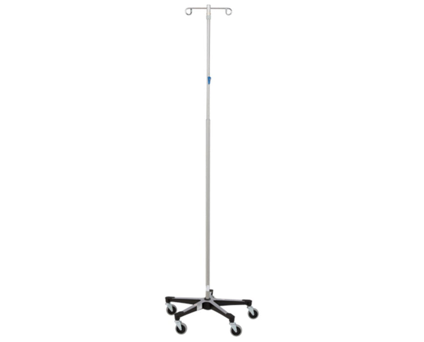 5-Leg Stainless Steel IV Stand w/ 3" Casters, Thumb Control & 2 Hooks