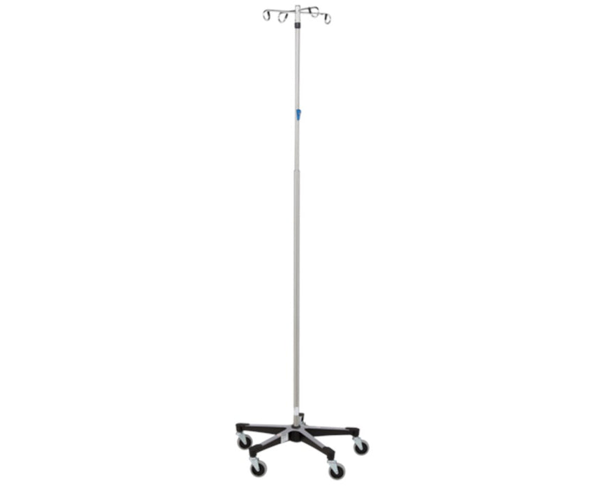 5-Leg Stainless Steel IV Stand w/ 3" Casters, Thumb Control & 4 Hooks