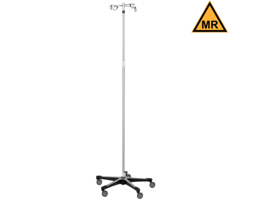 MR Conditional 5-Leg Stainless Steel IV Stand w/ 4 Hooks