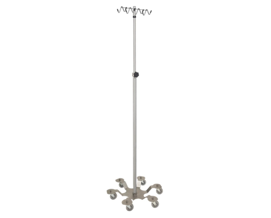 6-Leg Stainless Steel IV Stand w/ Stainless Steel Base & 8 Hooks