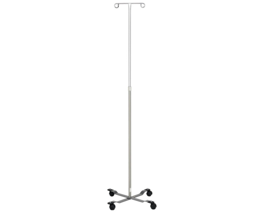 4-Leg Chrome IV Stand w/ Twist Lock & 2 Welded Hooks