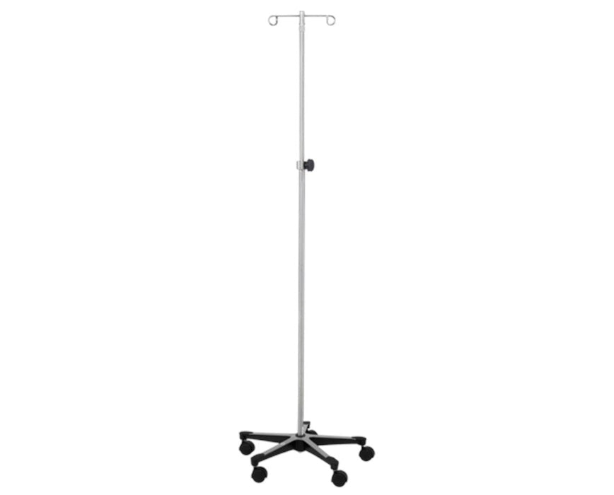 5-Leg Chrome IV Stand w/ 2 1/2" Plastic Caster & 2 Hooks