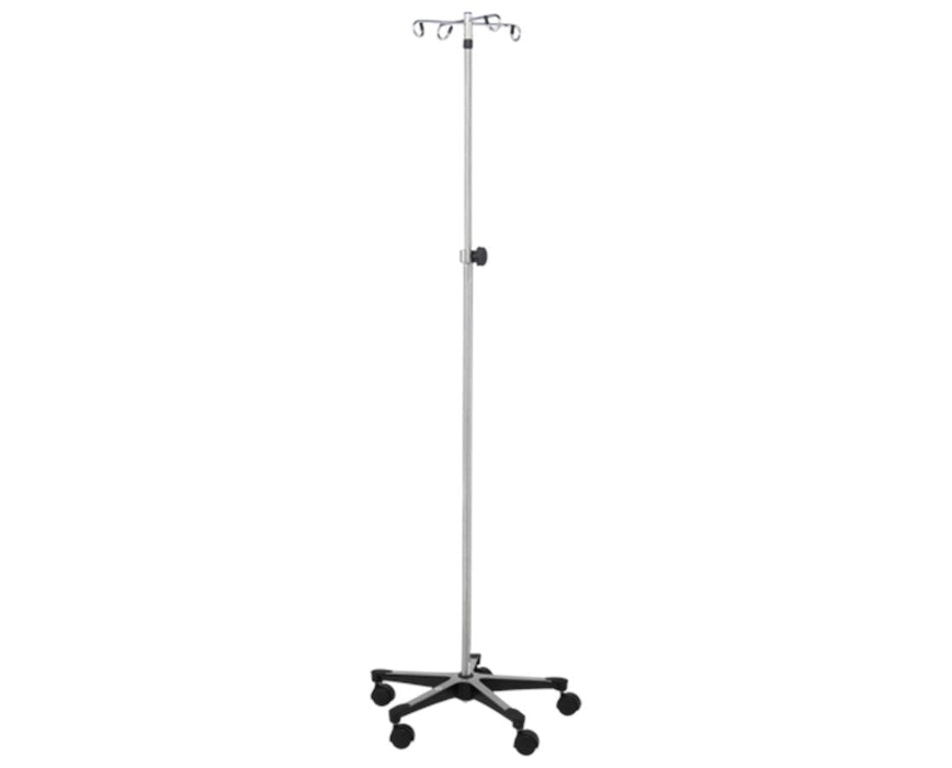 5-Leg Chrome IV Stand w/ 2 1/2" Plastic Caster & 4 Hooks