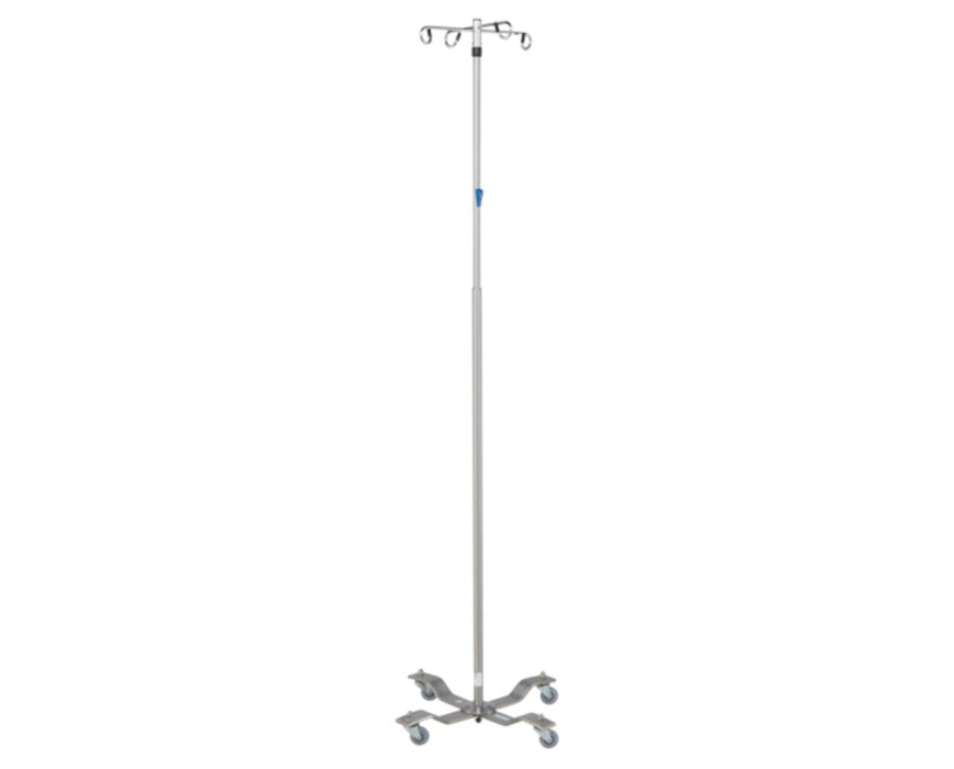 4-Leg Heavyweight Stainless Steel IV Stand w/ Thumb Control & 4 Hooks