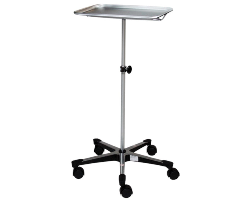 Chrome Mayo Instrument Stand w/ Middle Pole & 5-Leg Aluminum Base