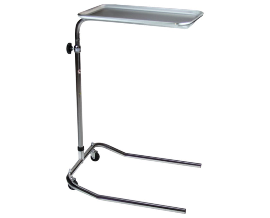 Chrome Mayo Instrument Stand w/ Single Pole & Two-Pronged Chrome Base