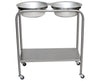 Stainless Steel Solution Stand w/ Double Basins & Lower Shelf