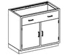 Stainless Steel Double Base Compartment Cabinet w/ 2 Doors & Large Drawer
