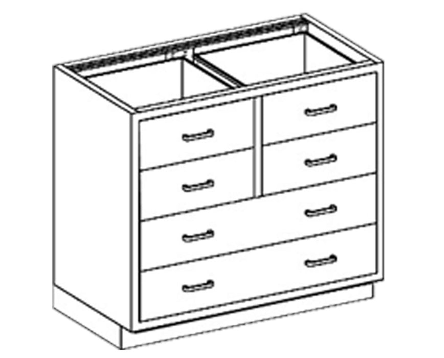 Stainless Steel Double Base Drawer Cabinet w/ 2 Large & 4 Small Drawers