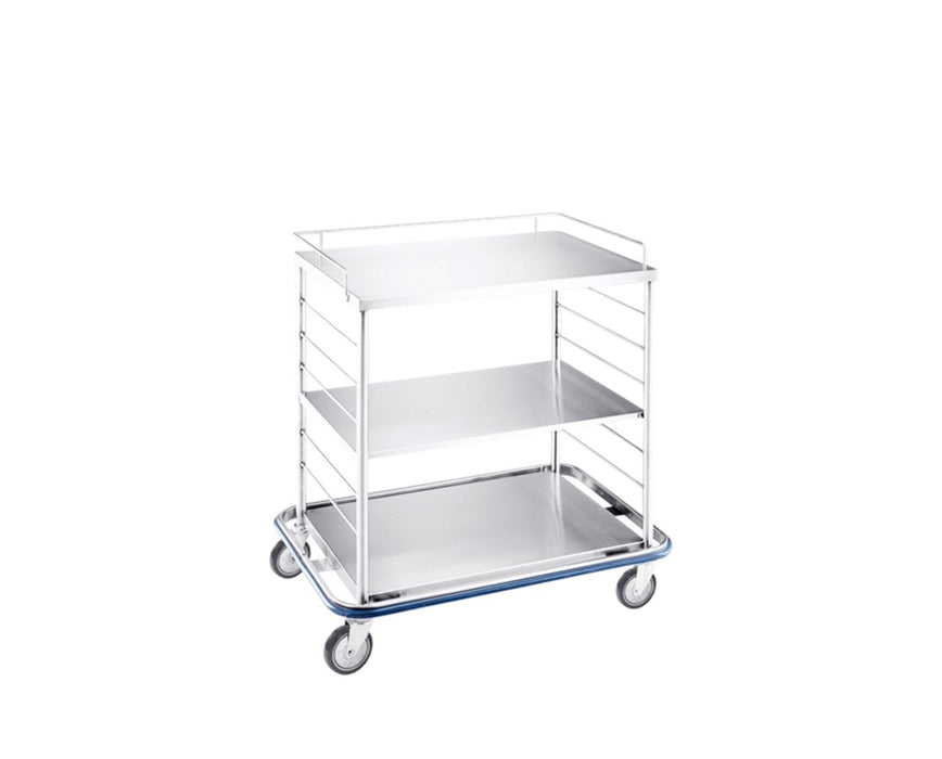 Stainless Steel Surgical Open Case Cart w/ Solid Shelves
