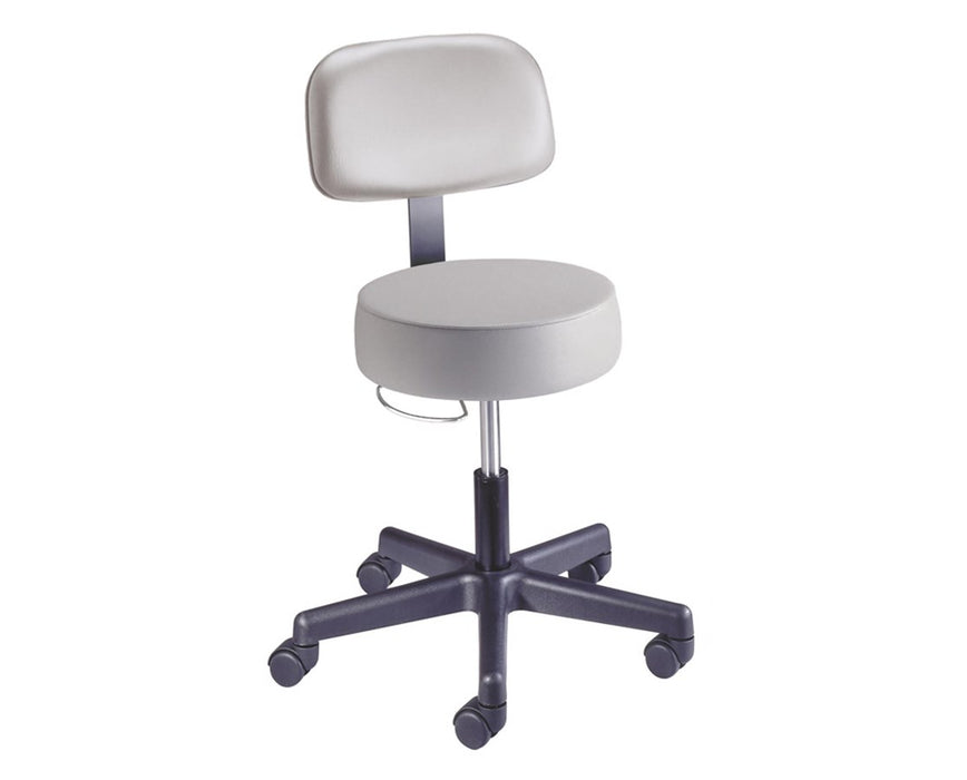 Century Exam Stool - Standard Height With Backrest & Locking Casters