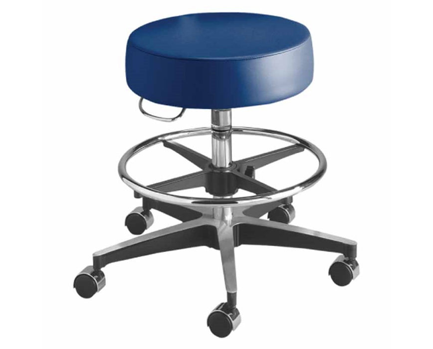 Century Exam Stool - Extended Height With Backrest & Footring
