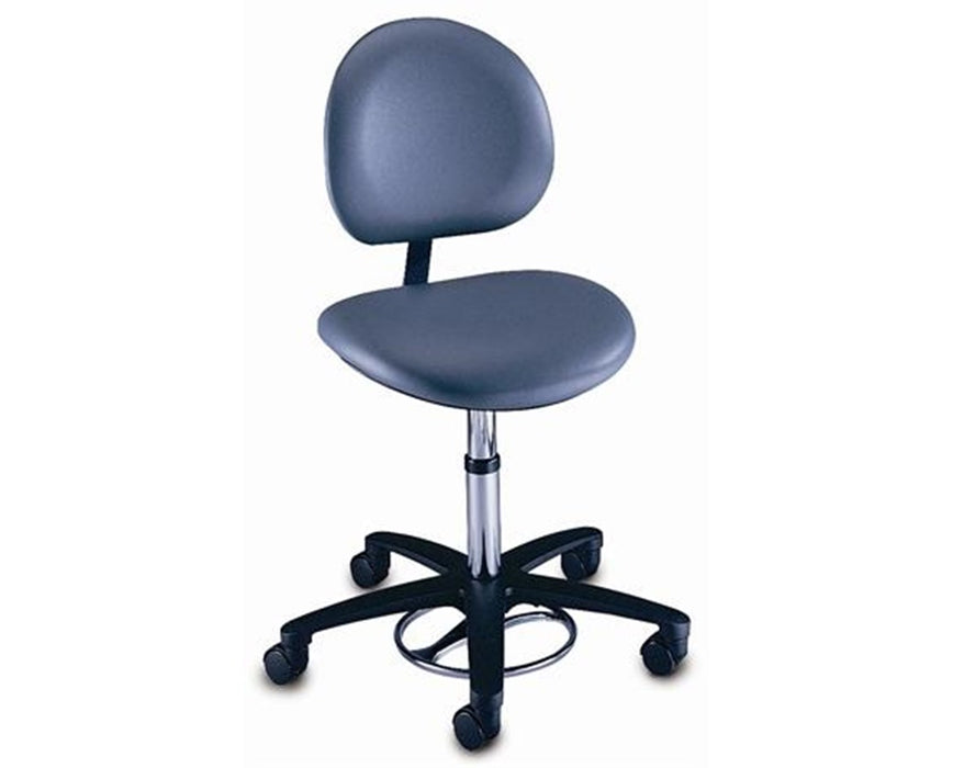 Foot Operated Surgeons Stool with Back and Seamless/Vaccum Formed Seat