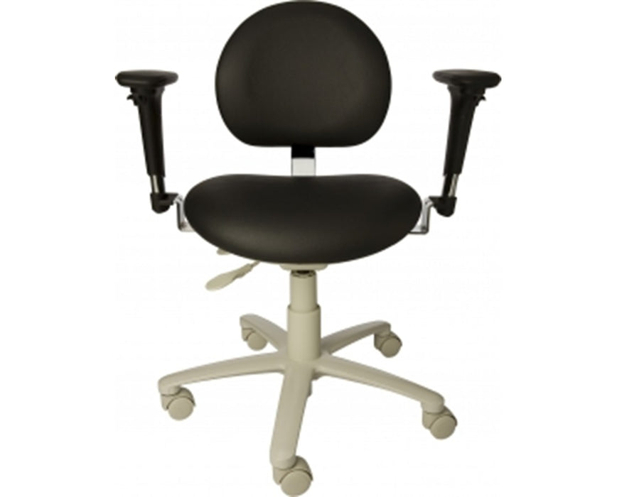 3300 Dental Stool w/ Backrest & Stationary Armrests (Synchronized Seat/Back Tilt) 18" - 25" Height Range: Standard Upholstery