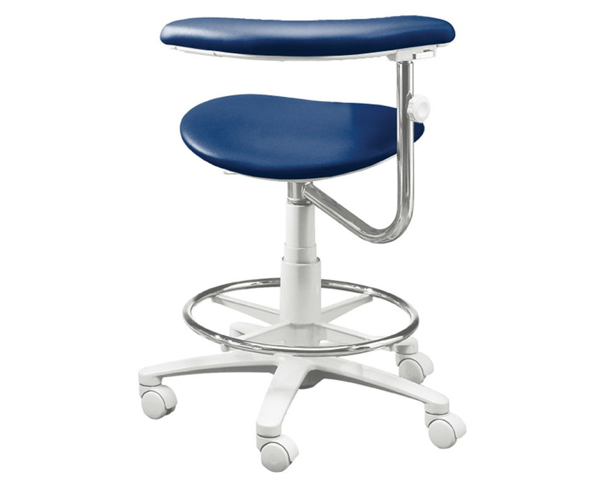 3300 Dental Stool w/ Left Body Support & Foot Ring (no backrest) 22" - 31" Height Range: Seamless Upholstery