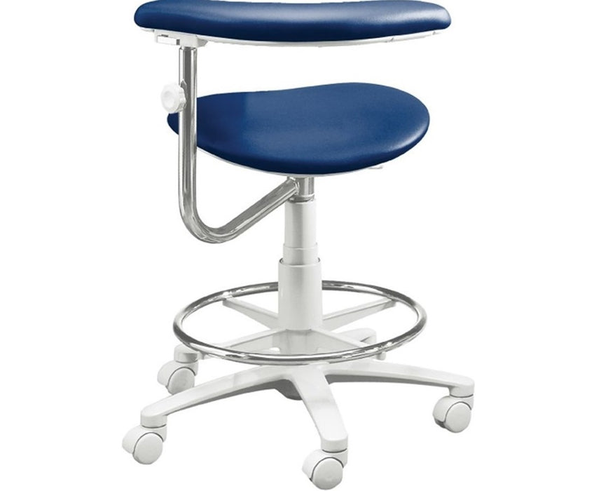 3300 Dental Stool w/ Right Body Support & Foot Ring (no backrest) 22" - 31" Height Range: Seamless Upholstery