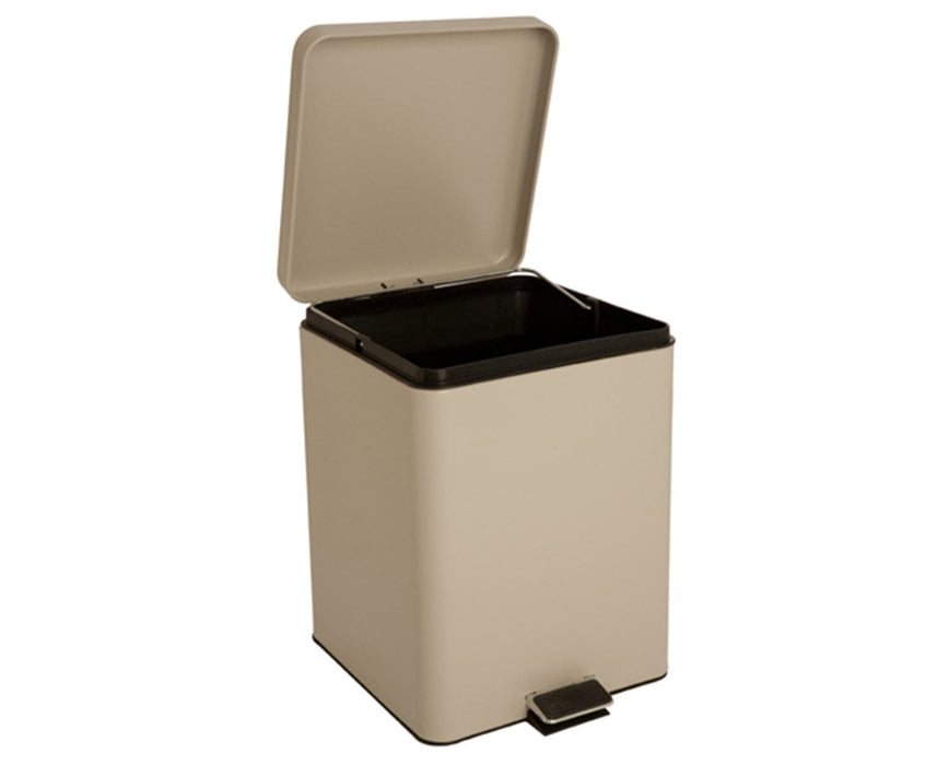 Square Steel Waste Cans, Beige 32 Quart