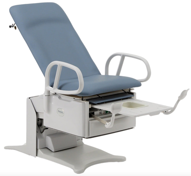 Power Hi-Lo Procedure Table. Shrouded Base w/ 4-Section Top (Adjustable Back / Headrest, Drop Section & Stirrups), 450lbs Capacity