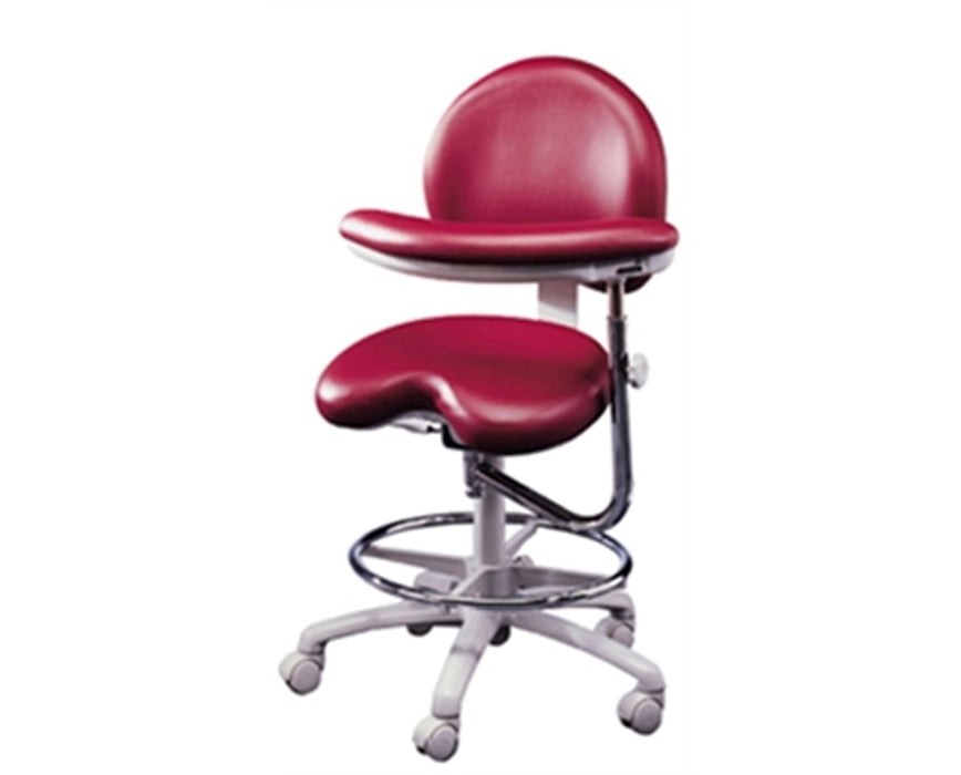 9000 Dental Stool: 24" - 32" Stool with Seamless Upholstery, Adjustable Foot Ring and Left Body Support