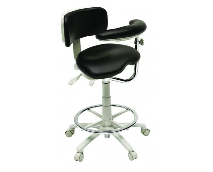 9500 Premium Ergonomic Dental Assistant Stool Left Support w/ Standard Upholstery and Footring